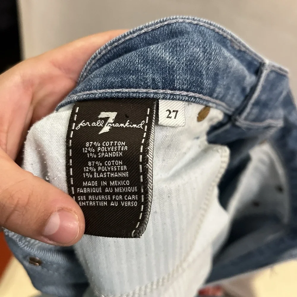 7 Seven For All Mankind Jeans Women 27 Blue Josefina Skinny Boyfriend Button Fly